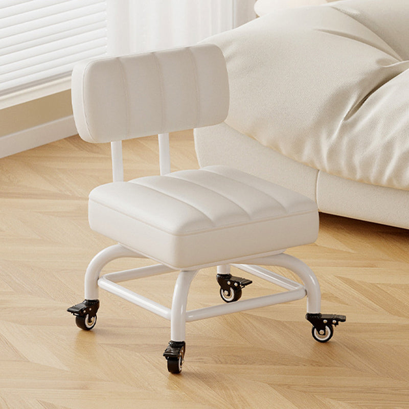 Modern Minimalist PU Leather & PP Plastic Square Low Stool - Swivel & Portable Seating for Bedroom & Living Room