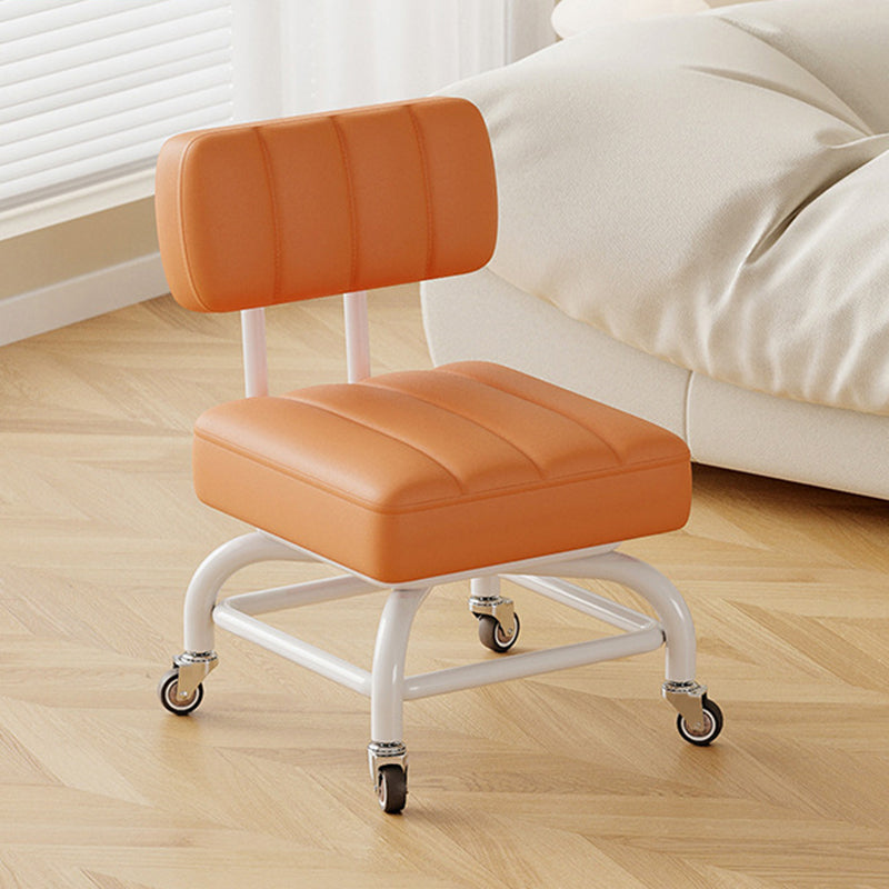 Modern Minimalist PU Leather & PP Plastic Square Low Stool - Swivel & Portable Seating for Bedroom & Living Room