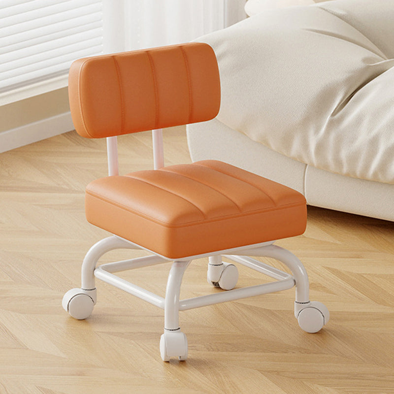 Modern Minimalist PU Leather & PP Plastic Square Low Stool - Swivel & Portable Seating for Bedroom & Living Room