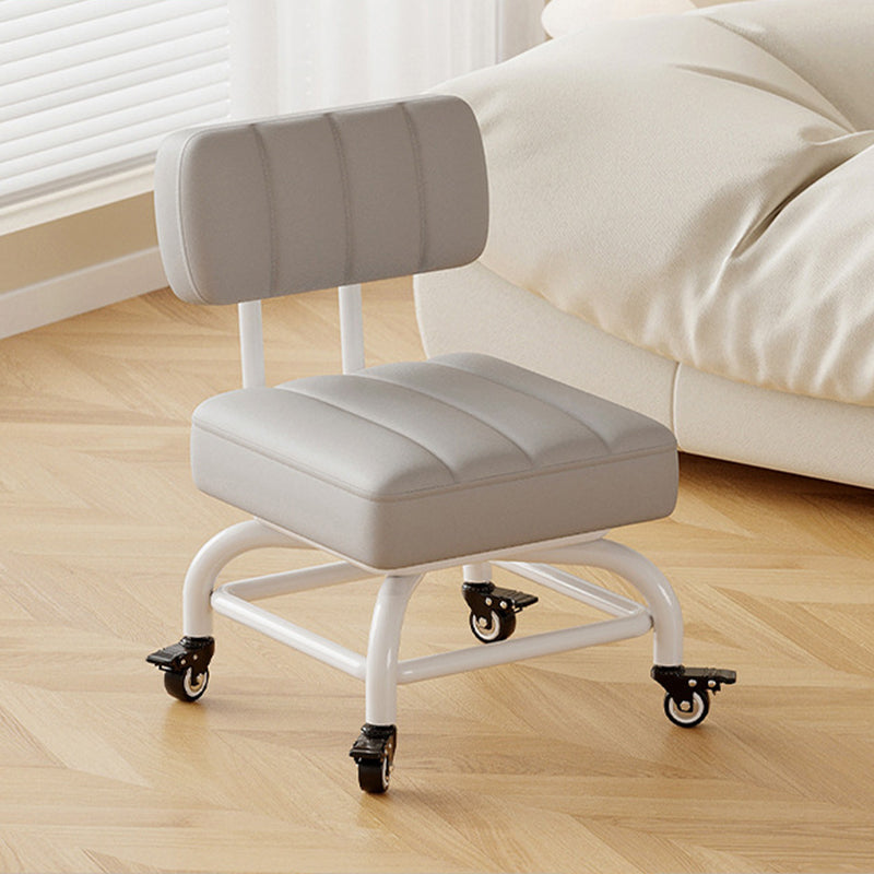 Modern Minimalist PU Leather & PP Plastic Square Low Stool - Swivel & Portable Seating for Bedroom & Living Room