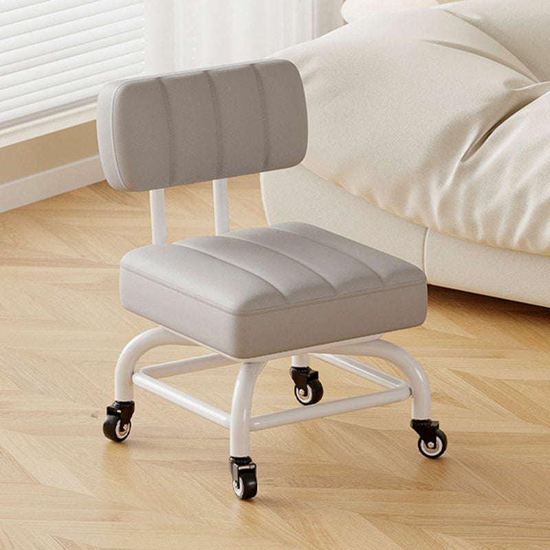 Modern Minimalist PU Leather & PP Plastic Square Low Stool - Swivel & Portable Seating for Bedroom & Living Room