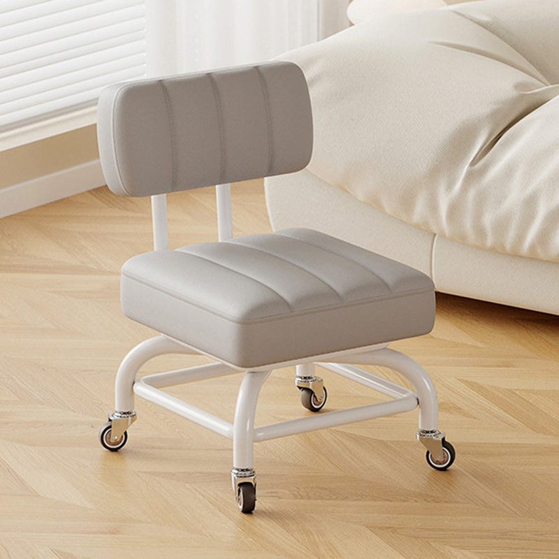 Modern Minimalist PU Leather & PP Plastic Square Low Stool - Swivel & Portable Seating for Bedroom & Living Room