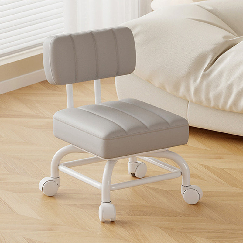Modern Minimalist PU Leather & PP Plastic Square Low Stool - Swivel & Portable Seating for Bedroom & Living Room