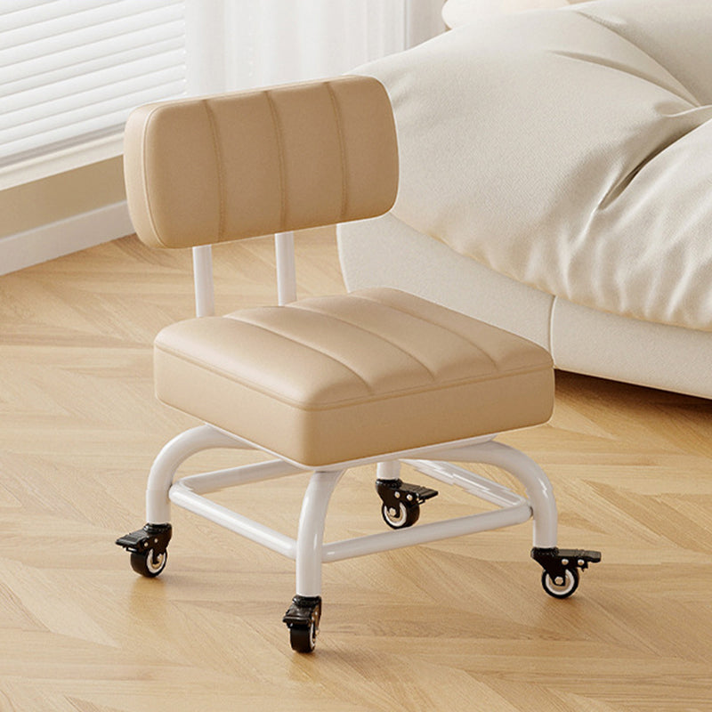 Modern Minimalist PU Leather & PP Plastic Square Low Stool - Swivel & Portable Seating for Bedroom & Living Room