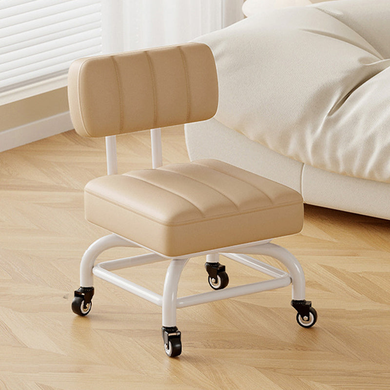 Modern Minimalist PU Leather & PP Plastic Square Low Stool - Swivel & Portable Seating for Bedroom & Living Room