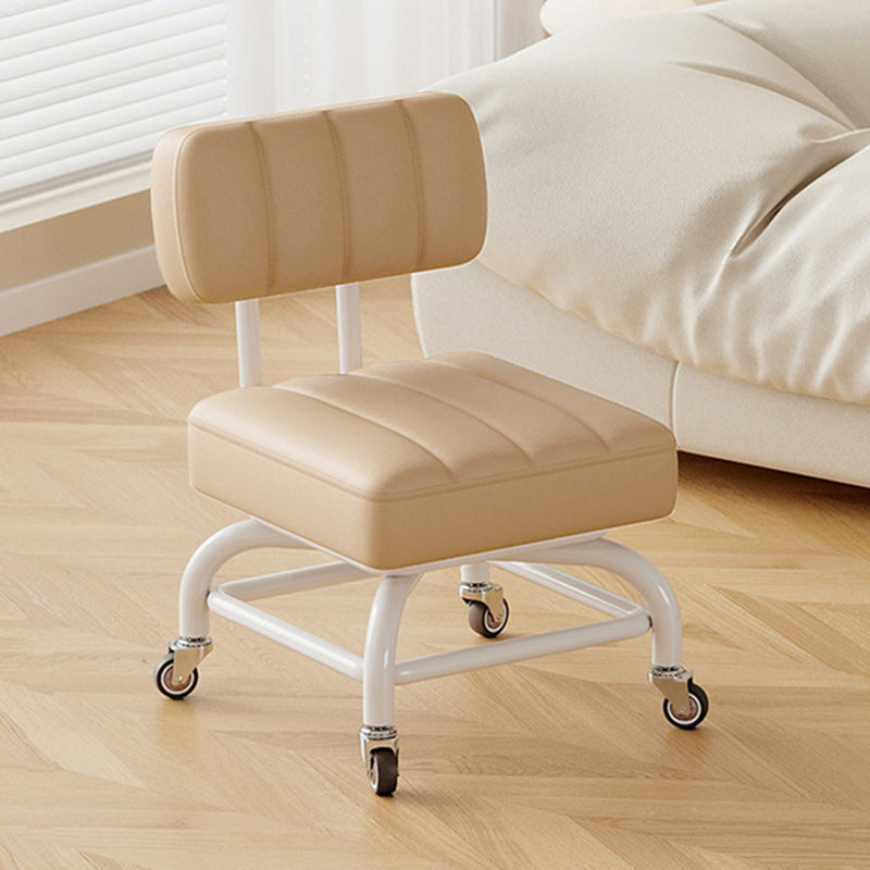 Modern Minimalist PU Leather & PP Plastic Square Low Stool - Swivel & Portable Seating for Bedroom & Living Room