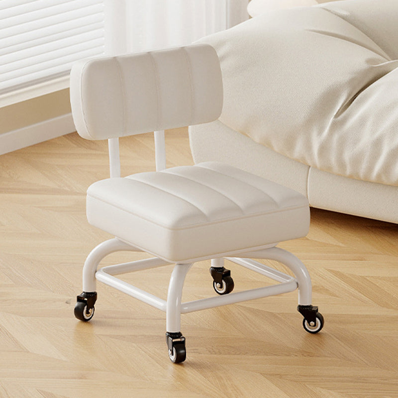 Modern Minimalist PU Leather & PP Plastic Square Low Stool - Swivel & Portable Seating for Bedroom & Living Room