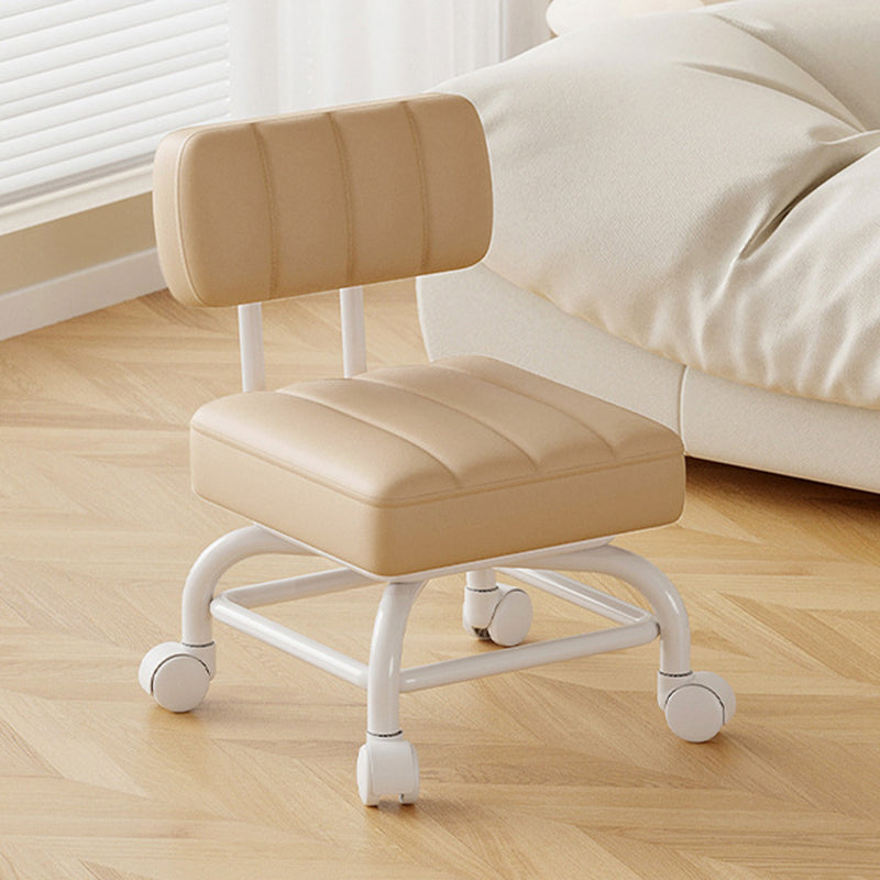 Modern Minimalist PU Leather & PP Plastic Square Low Stool - Swivel & Portable Seating for Bedroom & Living Room