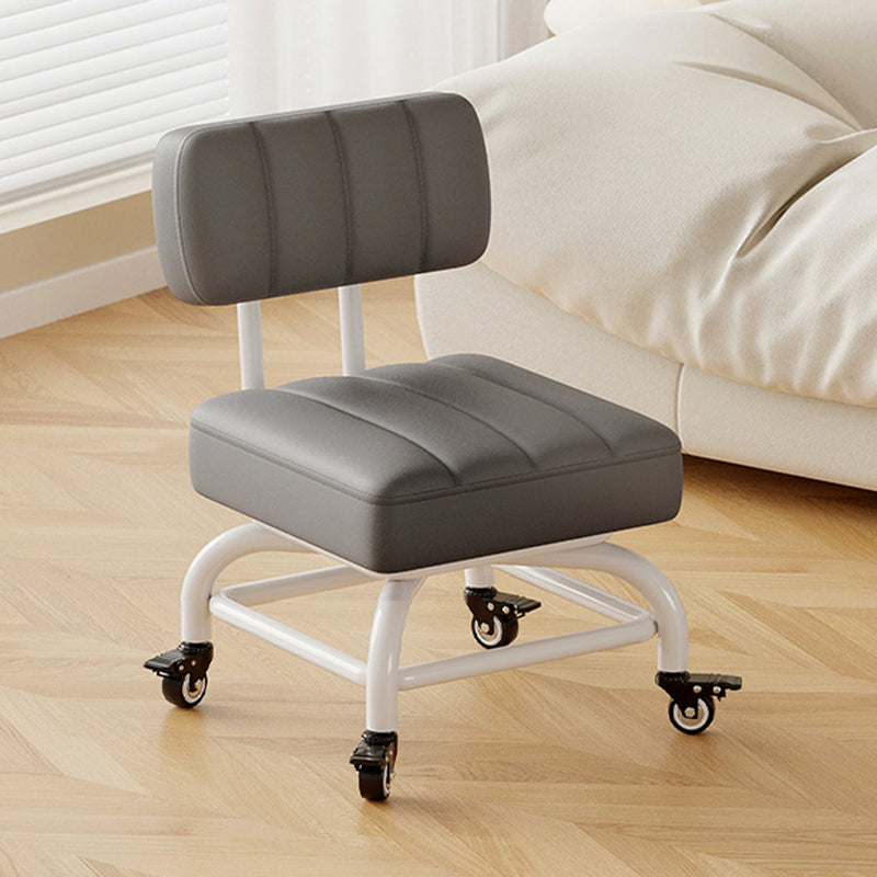 Modern Minimalist PU Leather & PP Plastic Square Low Stool - Swivel & Portable Seating for Bedroom & Living Room