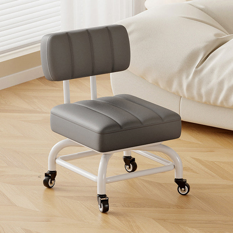 Modern Minimalist PU Leather & PP Plastic Square Low Stool - Swivel & Portable Seating for Bedroom & Living Room