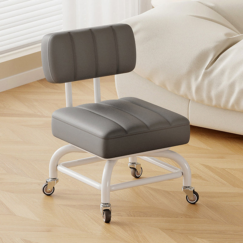 Modern Minimalist PU Leather & PP Plastic Square Low Stool - Swivel & Portable Seating for Bedroom & Living Room