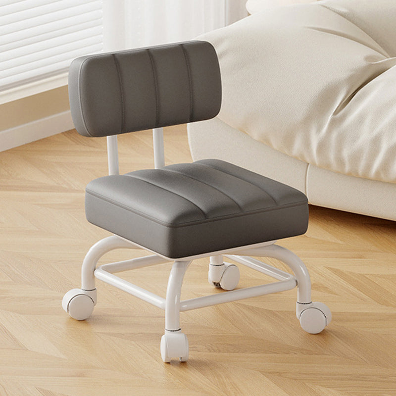 Modern Minimalist PU Leather & PP Plastic Square Low Stool - Swivel & Portable Seating for Bedroom & Living Room