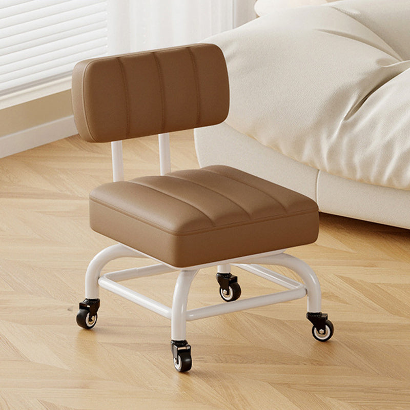 Modern Minimalist PU Leather & PP Plastic Square Low Stool - Swivel & Portable Seating for Bedroom & Living Room