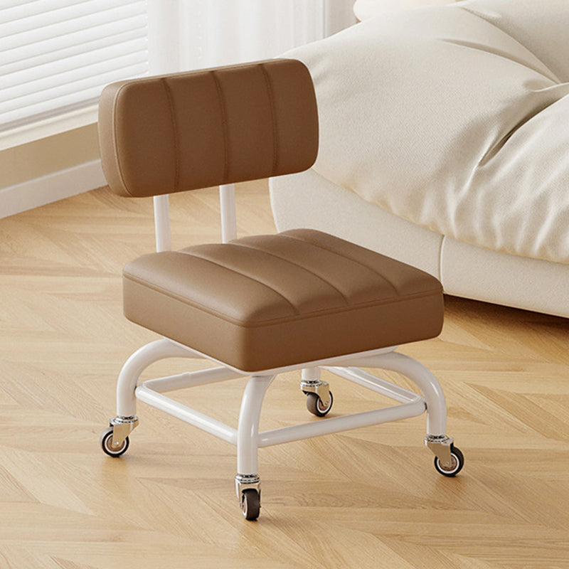 Modern Minimalist PU Leather & PP Plastic Square Low Stool - Swivel & Portable Seating for Bedroom & Living Room