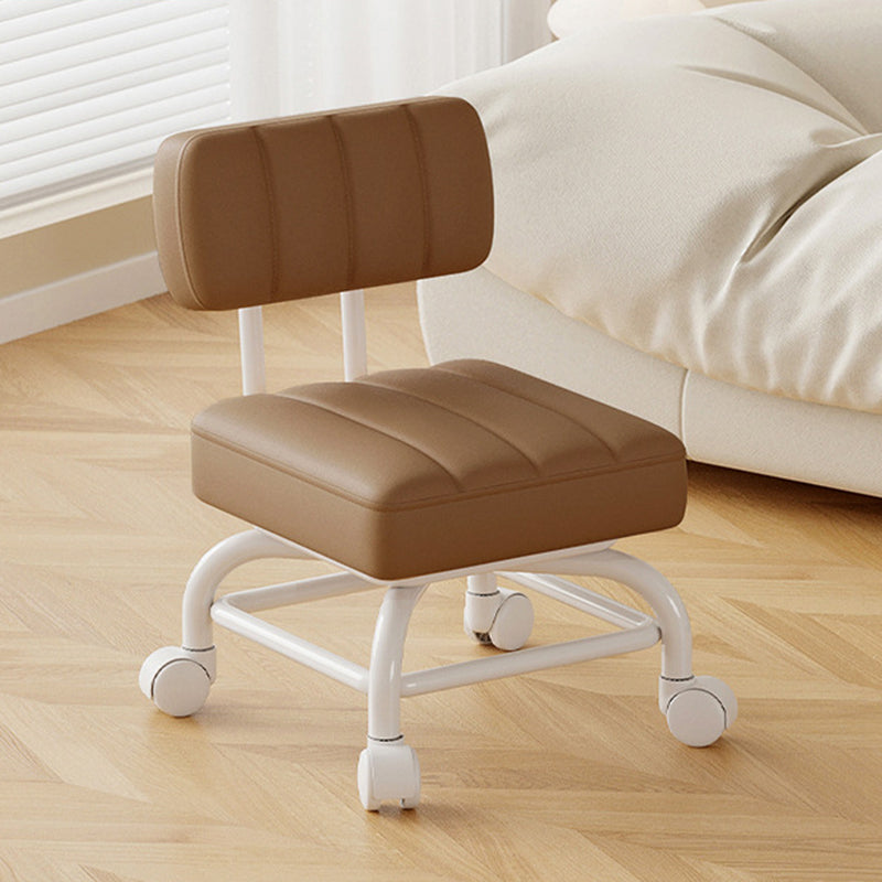 Modern Minimalist PU Leather & PP Plastic Square Low Stool - Swivel & Portable Seating for Bedroom & Living Room