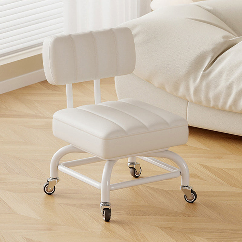 Modern Minimalist PU Leather & PP Plastic Square Low Stool - Swivel & Portable Seating for Bedroom & Living Room