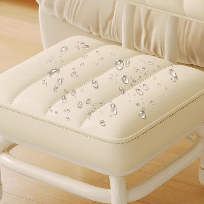 Modern Minimalist PU Leather & PP Plastic Square Low Stool - Swivel & Portable Seating for Bedroom & Living Room