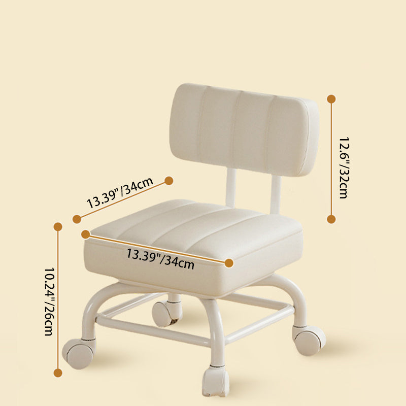 Modern Minimalist PU Leather & PP Plastic Square Low Stool - Swivel & Portable Seating for Bedroom & Living Room