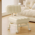 Modern Minimalist PU Leather & PP Plastic Square Low Stool - Swivel & Portable Seating for Bedroom & Living Room