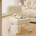 Modern Minimalist PU Leather & PP Plastic Square Low Stool - Swivel & Portable Seating for Bedroom & Living Room