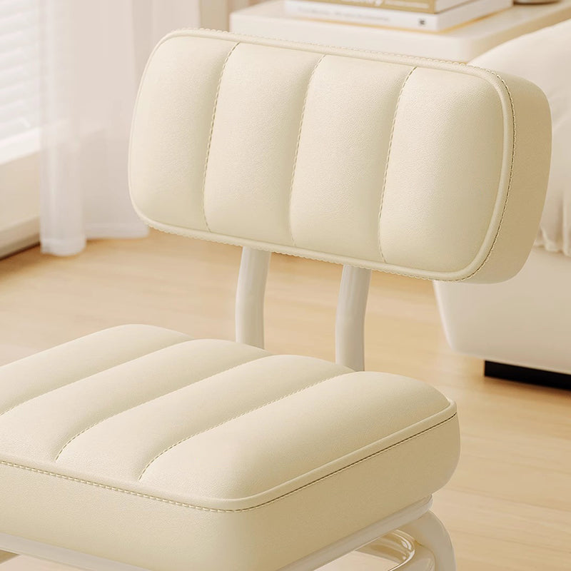 Modern Minimalist PU Leather & PP Plastic Square Low Stool - Swivel & Portable Seating for Bedroom & Living Room