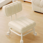 Modern Minimalist PU Leather & PP Plastic Square Low Stool - Swivel & Portable Seating for Bedroom & Living Room