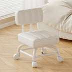 Modern Minimalist PU Leather & PP Plastic Square Low Stool - Swivel & Portable Seating for Bedroom & Living Room