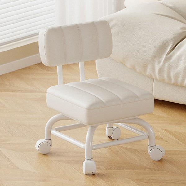 Modern Minimalist PU Leather & PP Plastic Square Low Stool - Swivel & Portable Seating for Bedroom & Living Room