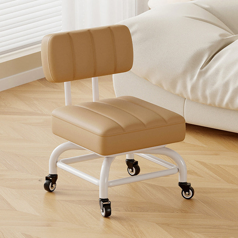 Modern Minimalist PU Leather & PP Plastic Square Low Stool - Swivel & Portable Seating for Bedroom & Living Room