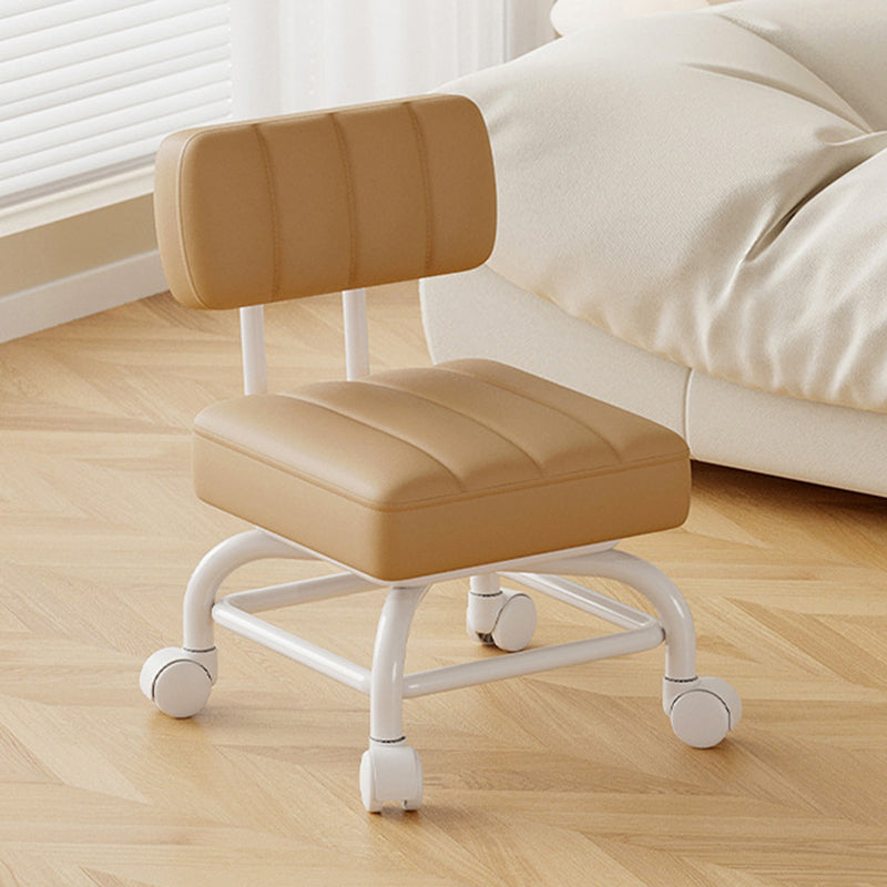 Modern Minimalist PU Leather & PP Plastic Square Low Stool - Swivel & Portable Seating for Bedroom & Living Room