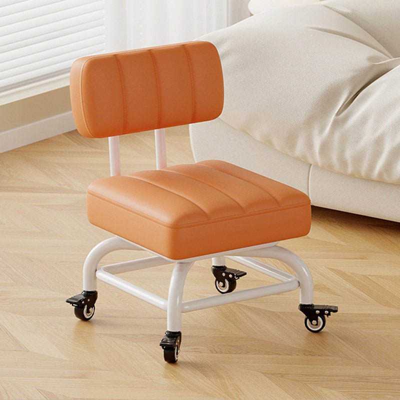 Modern Minimalist PU Leather & PP Plastic Square Low Stool - Swivel & Portable Seating for Bedroom & Living Room