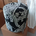 Modern Fabric & Wood Cylindrical Low Stool – Sleek Bedroom and Living Room Accent