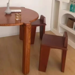 Handcrafted Traditional French Solid Wood Square Low Stool for Bedroom, Living Room & Dining Room
