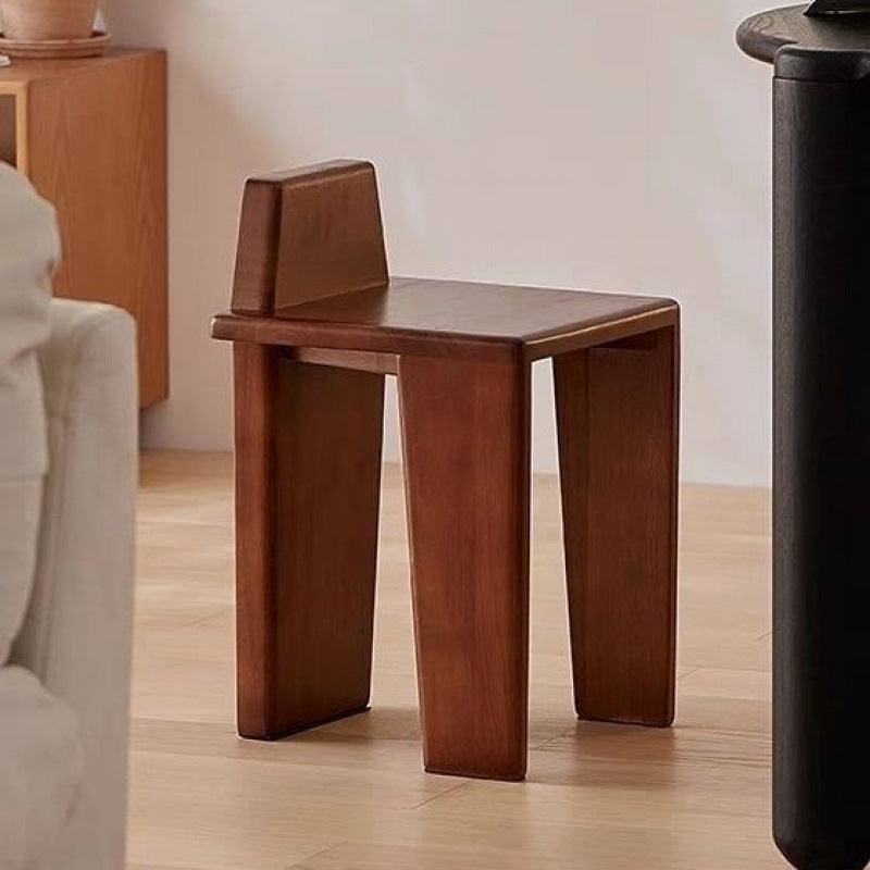 Handcrafted Traditional French Solid Wood Square Low Stool for Bedroom, Living Room & Dining Room