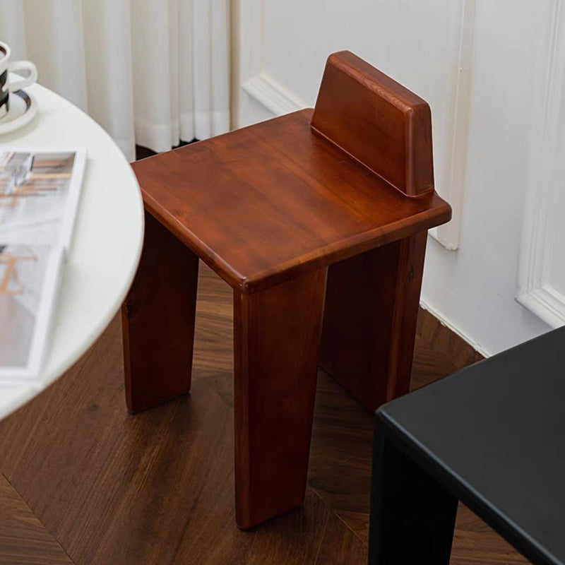 Handcrafted Traditional French Solid Wood Square Low Stool for Bedroom, Living Room & Dining Room