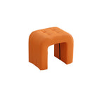 Contemporary Scandinavian Round-Arch Vanity Stool — Solid Wood & Plywood, Leather Upholstered Seat with Sponge Cushion, Backless & Armless for Bedroom