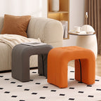 Contemporary Scandinavian Round-Arch Vanity Stool — Solid Wood & Plywood, Leather Upholstered Seat with Sponge Cushion, Backless & Armless for Bedroom