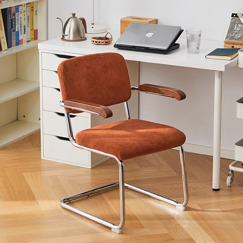 Silla de escritorio ergonómica tradicional vintage Lune de franela, hierro, madera maciza y esponja, con respaldo y reposabrazos para oficina en casa