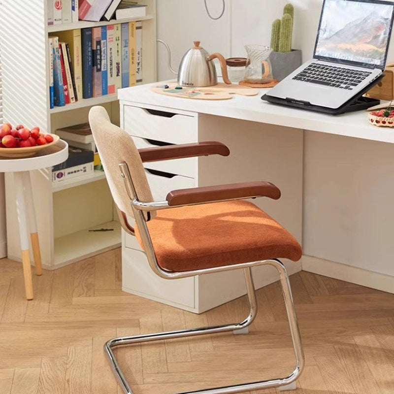 Traditional Vintage Ergonomics Lune Flannelette Iron Solid Wood Sponge Desk Chair Backrest Armrest For Home Office