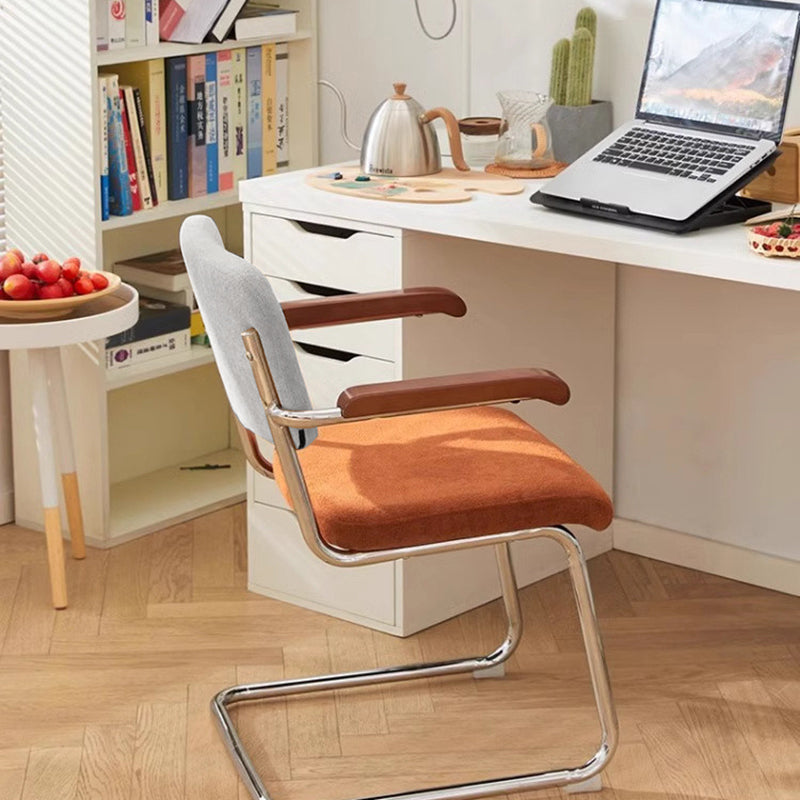 Traditional Vintage Ergonomics Lune Flannelette Iron Solid Wood Sponge Desk Chair Backrest Armrest For Home Office