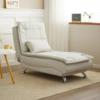 Sillón reclinable contemporáneo de lujo sin brazos con estructura de madera maciza – Respaldo ajustable, tejido sherpa de felpa, cojín de esponja, diseño de tira larga para sala de estar y dormitorio