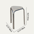 Contemporary Flannelette-Top Stainless Steel Stackable Triangle Stool, Low, Backless & Armless for Living Room