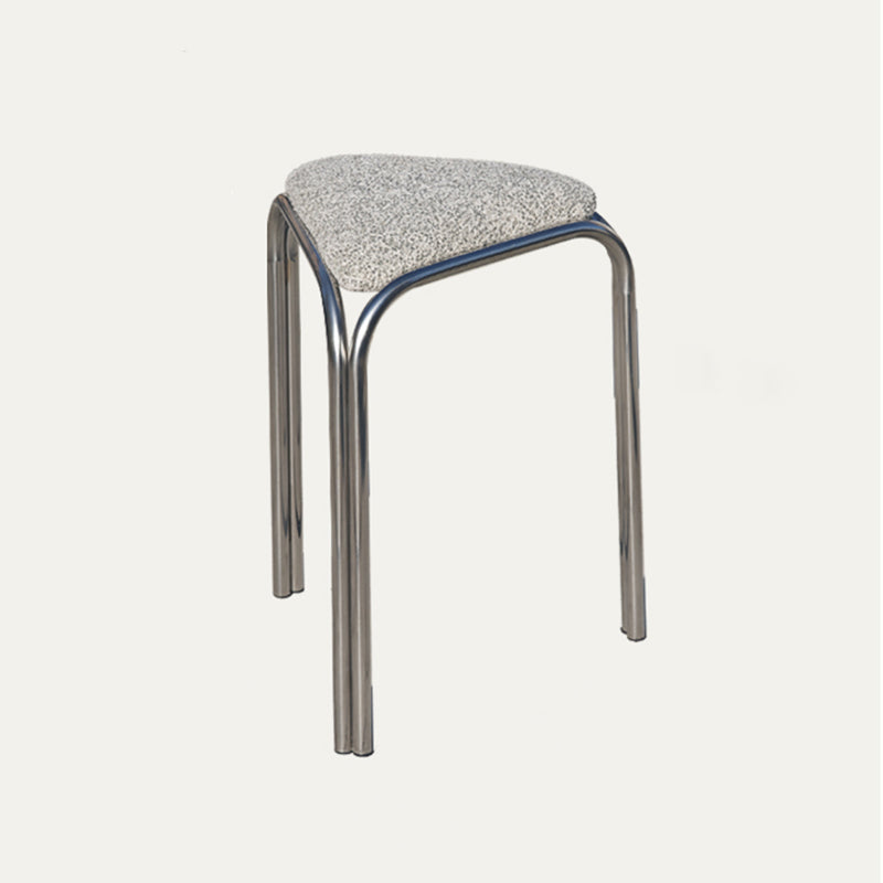 Contemporary Flannelette-Top Stainless Steel Stackable Triangle Stool, Low, Backless & Armless for Living Room