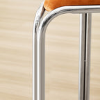 Contemporary Flannelette-Top Stainless Steel Stackable Triangle Stool, Low, Backless & Armless for Living Room