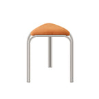 Contemporary Flannelette-Top Stainless Steel Stackable Triangle Stool, Low, Backless & Armless for Living Room