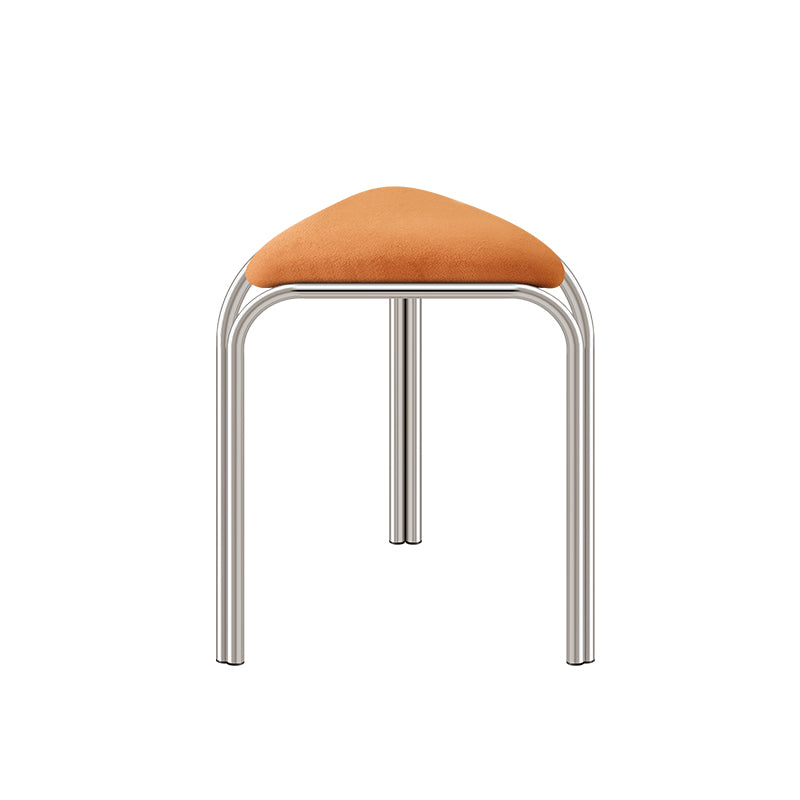 Contemporary Flannelette-Top Stainless Steel Stackable Triangle Stool, Low, Backless & Armless for Living Room