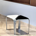 Contemporary Flannelette-Top Stainless Steel Stackable Triangle Stool, Low, Backless & Armless for Living Room