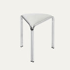 Contemporary Flannelette-Top Stainless Steel Stackable Triangle Stool, Low, Backless & Armless for Living Room