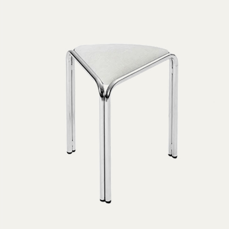 Contemporary Flannelette-Top Stainless Steel Stackable Triangle Stool, Low, Backless & Armless for Living Room