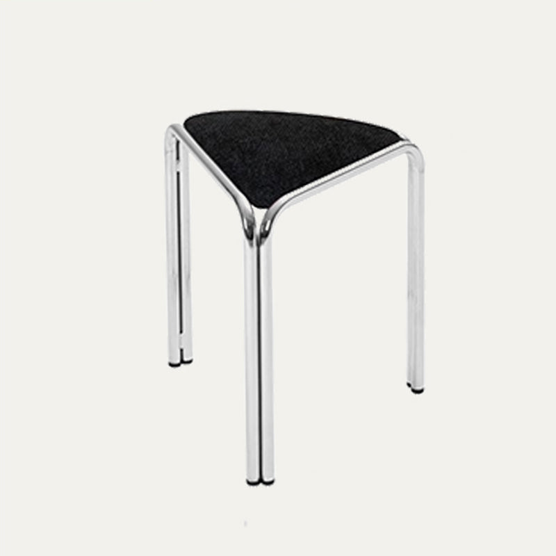 Contemporary Flannelette-Top Stainless Steel Stackable Triangle Stool, Low, Backless & Armless for Living Room